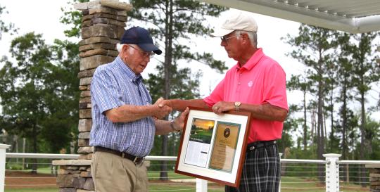 Bobby Harrelson Accepts Golf Course Award